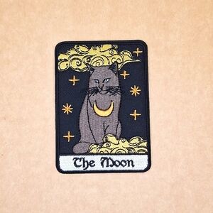 The moon tarot card iron on patch Celestial lunar cat patch witch access…